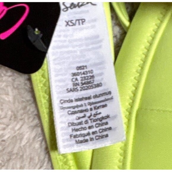 La Senza Neon Yellow Bikini Set Adjustable Straps Top XS Bottoms SM - Picture 6 of 12